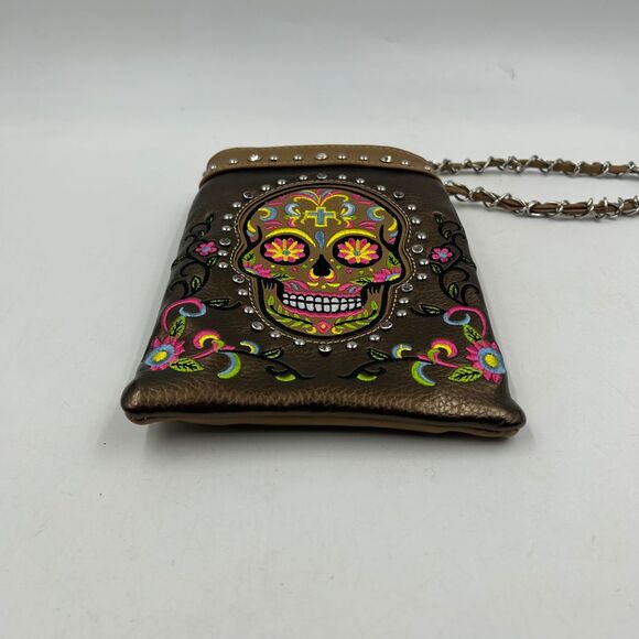American bling day of the dead sugar skull shoulder‎ bag crossbody purse - Picture 2 of 6
